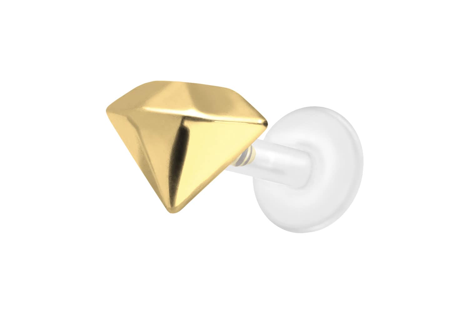 PTFE Labret Piercing mit Innengewinde + Titan-Aufsatz DIAMANT